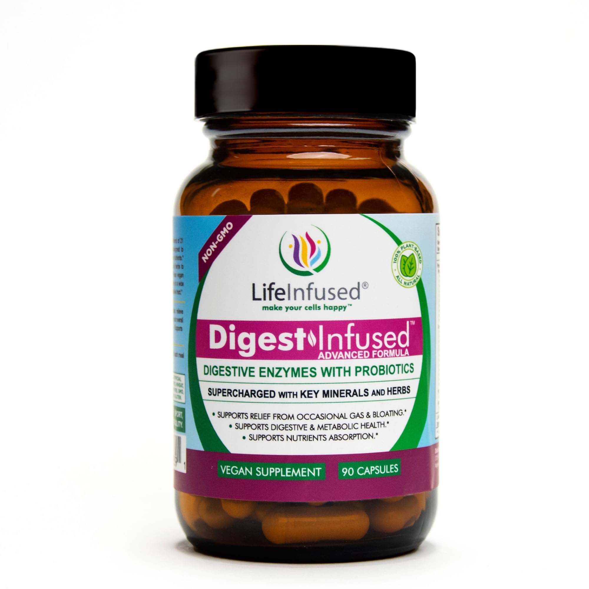 Life Infused Digestive Enzymes bottle with capsules for meal-time support