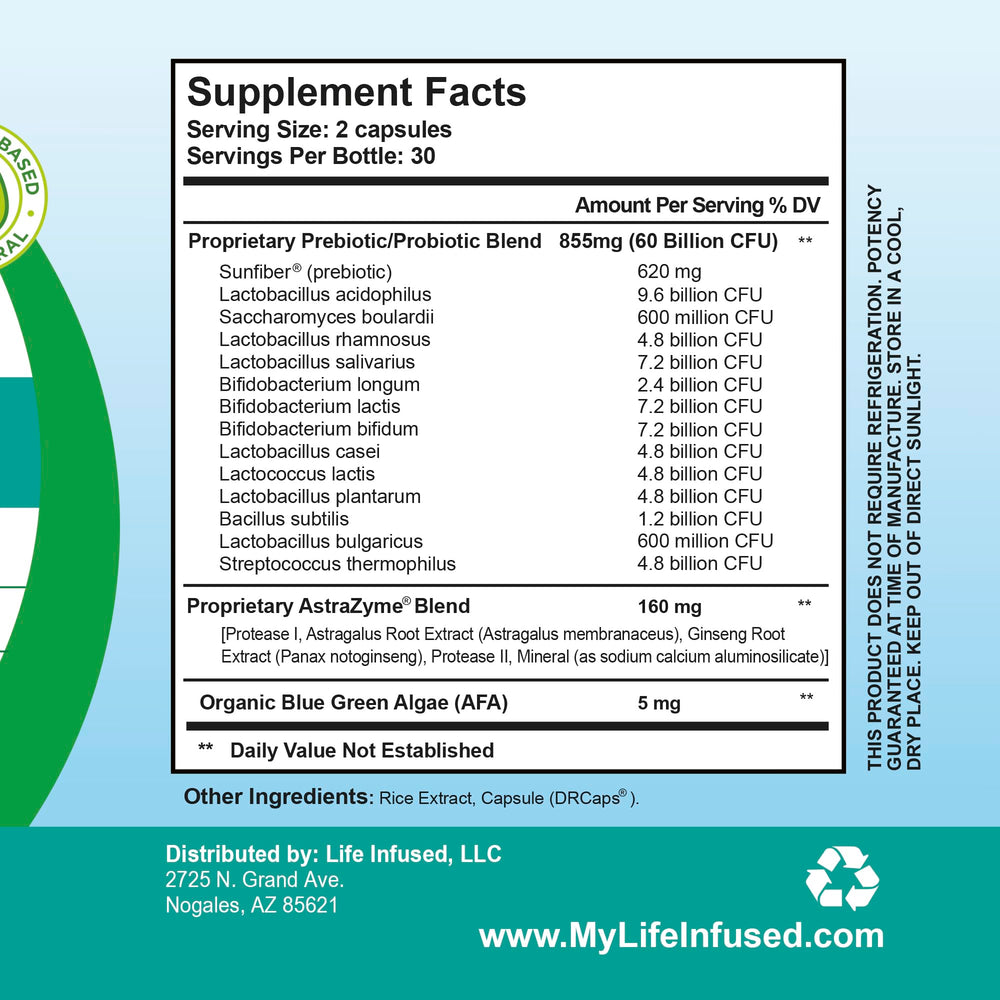 Life Infused Flora Infused Probiotics daily-use routine promotes gut balance.