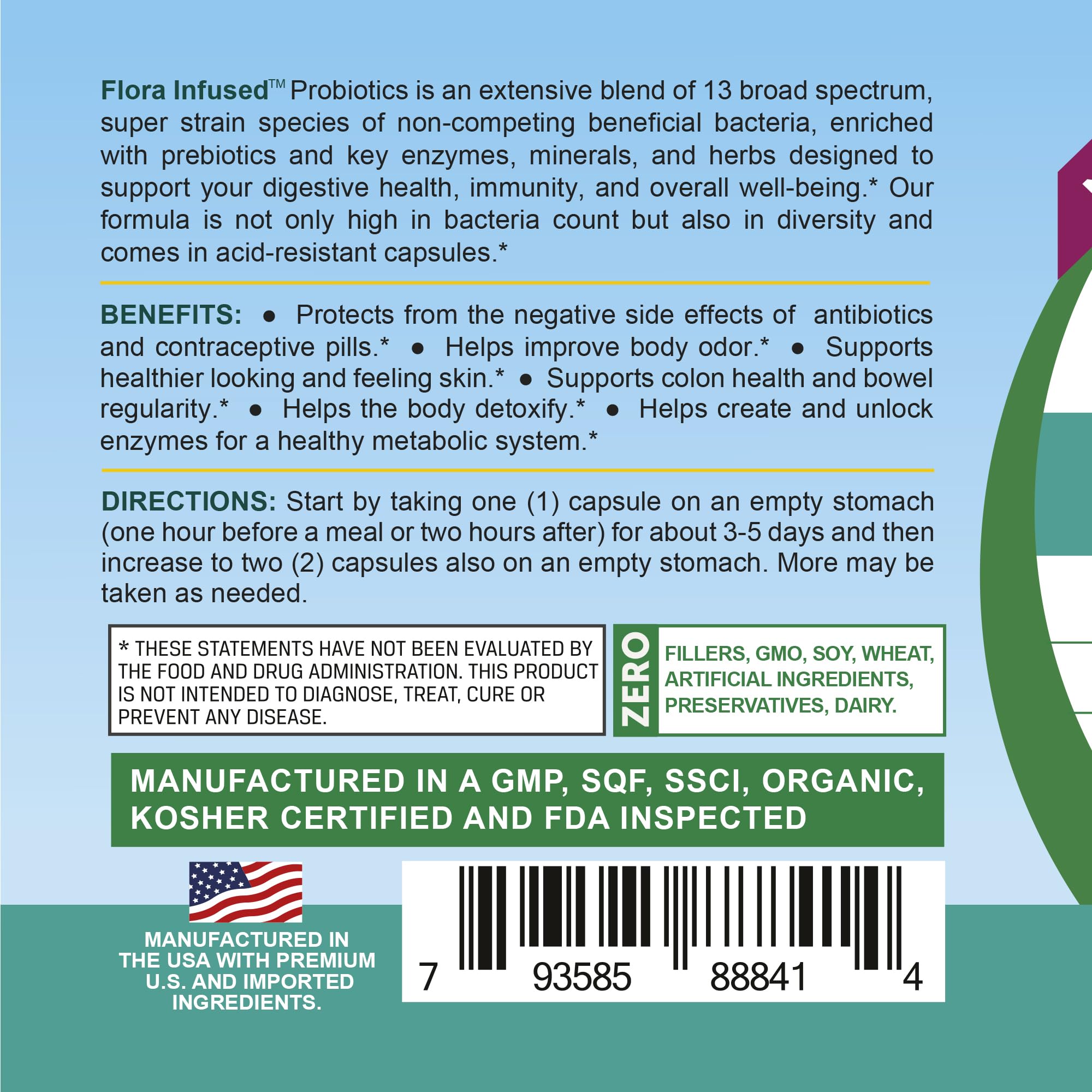 Life Infused Flora Infused Probiotics on shelf demonstrates digestive comfort potential.
