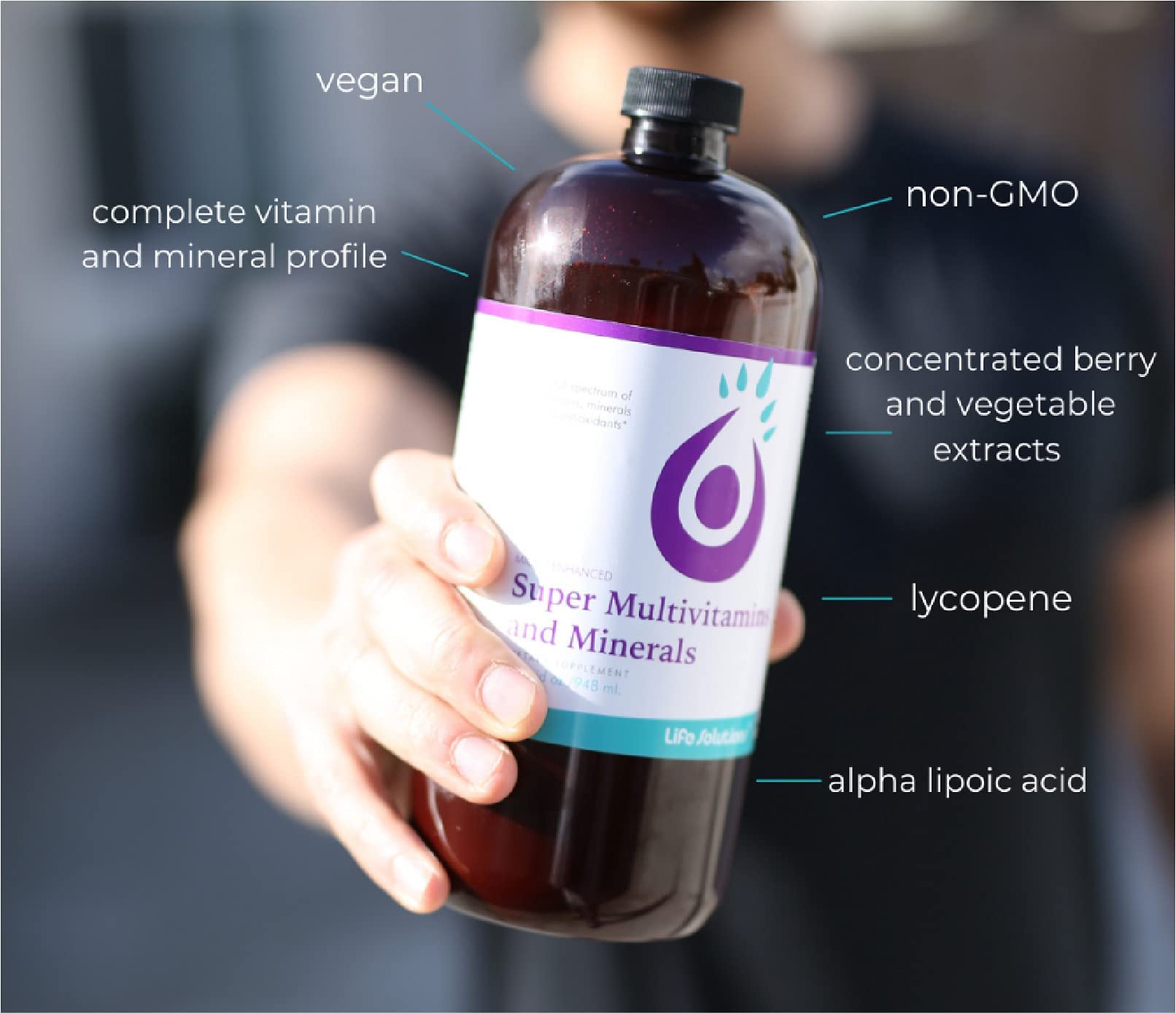 Life Solutions bottle branding with visible logo