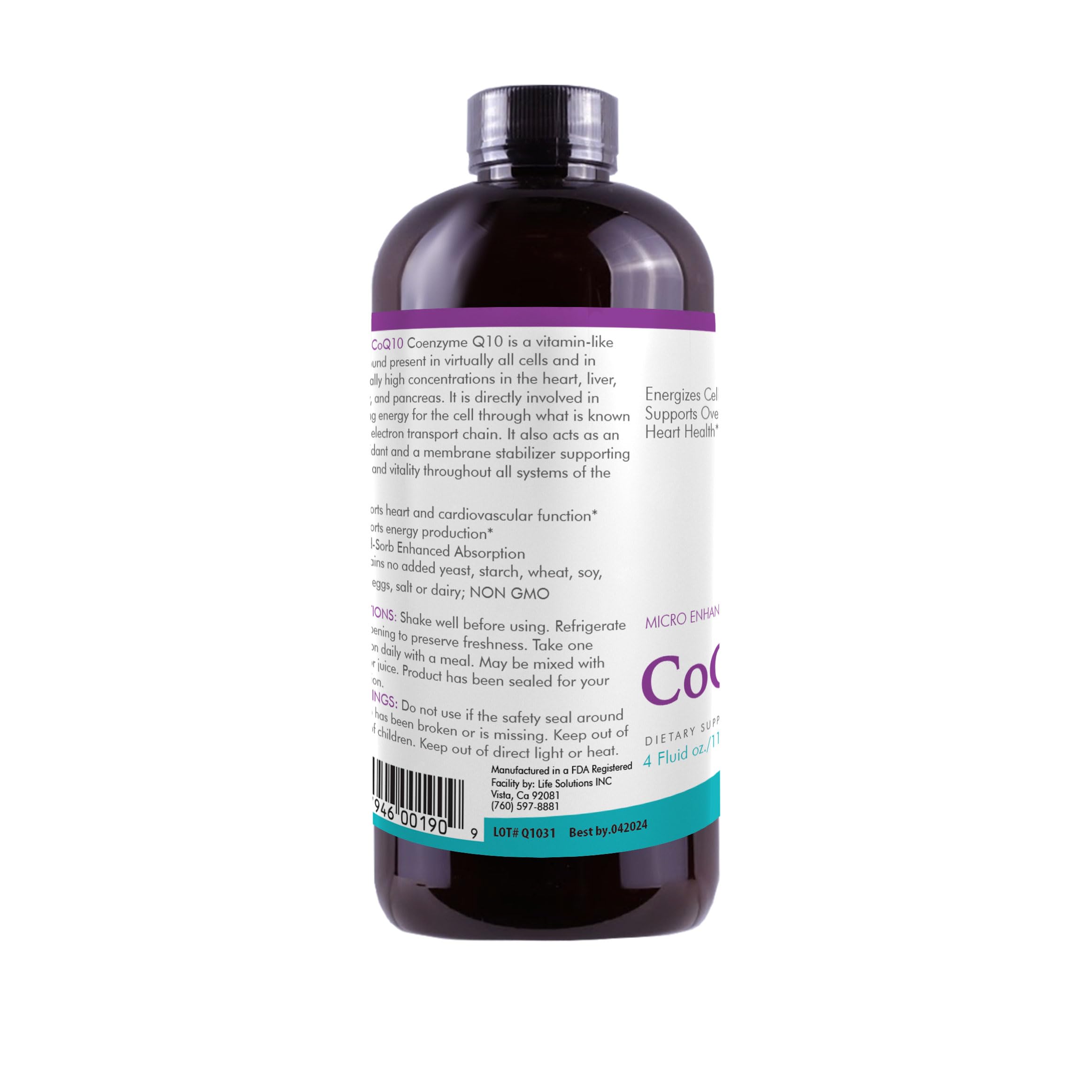 Life Solutions CoQ10 health benefits icons—antioxidant support possible.