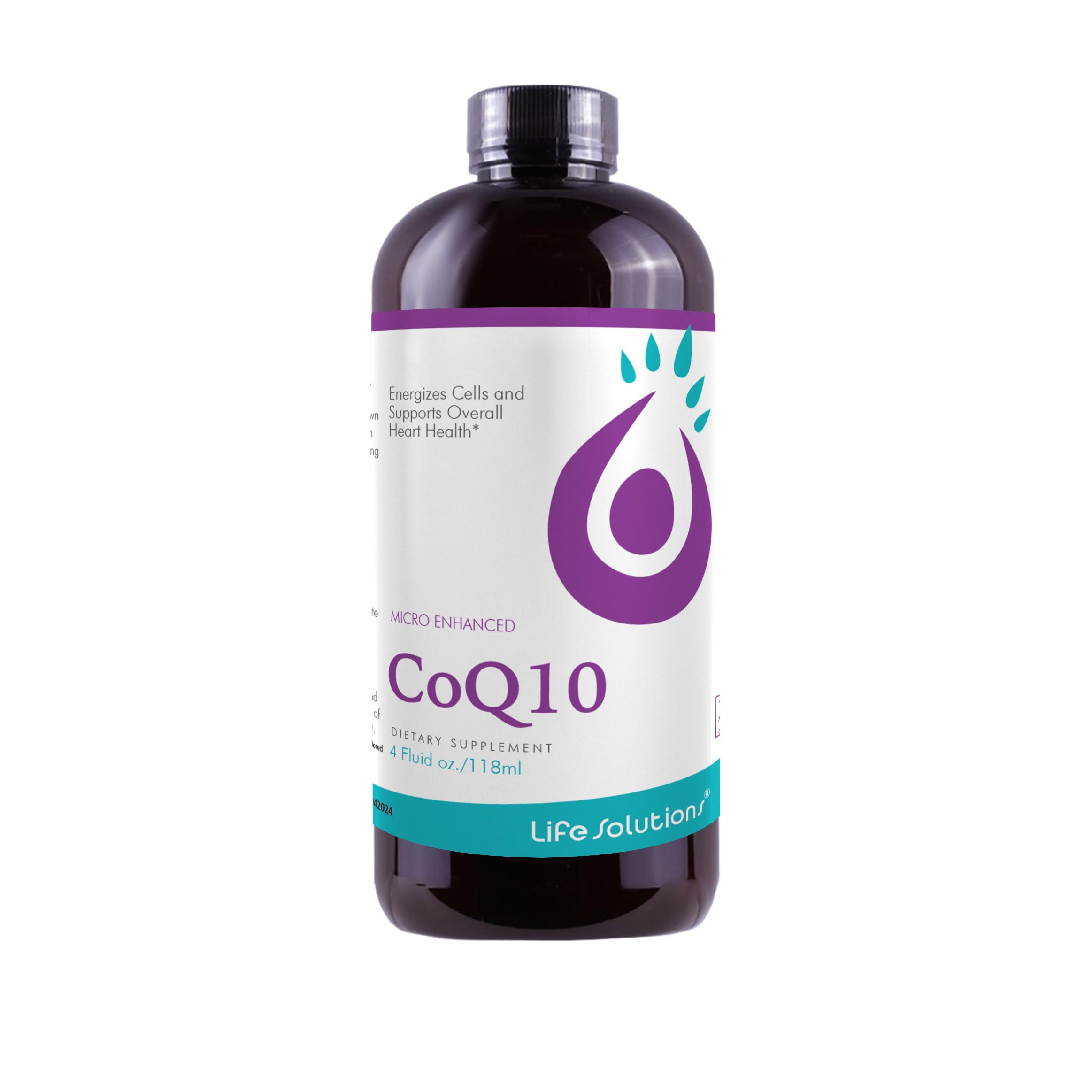 Life Solutions liquid CoQ10 bottle—easy daily dose for energy support.