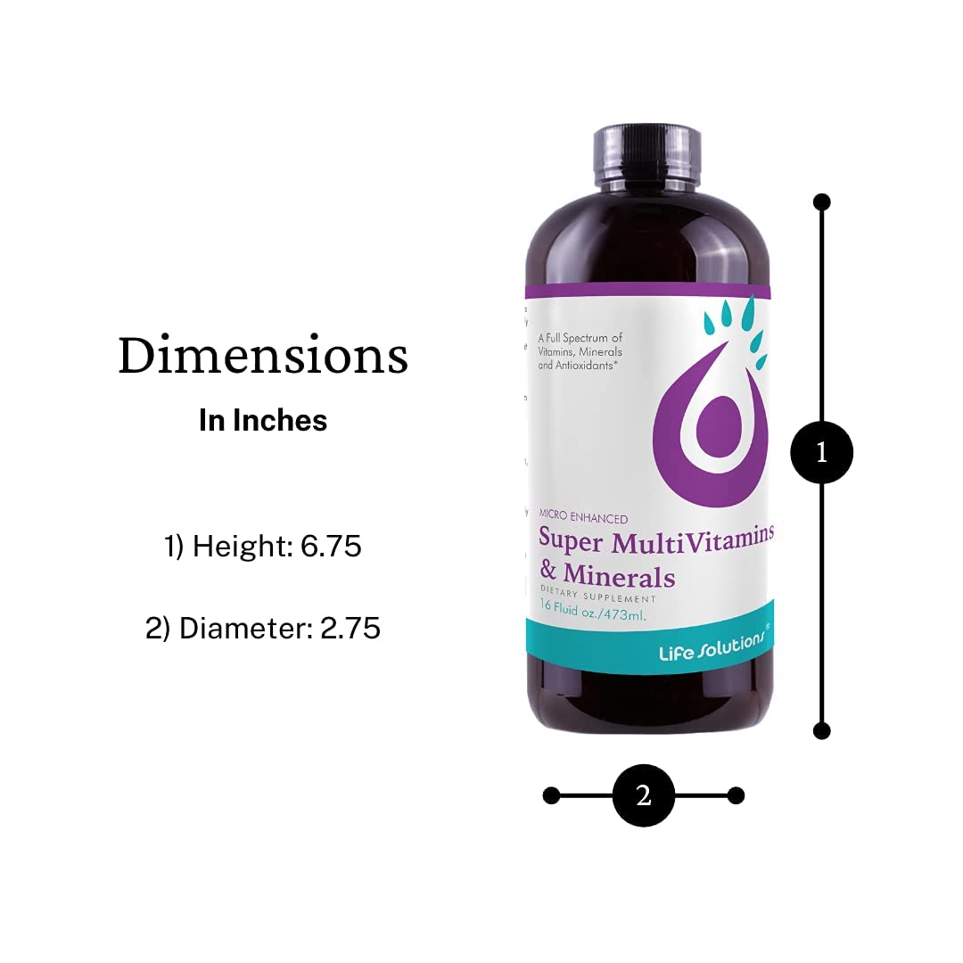Life Solutions liquid multivitamin being poured into a glass