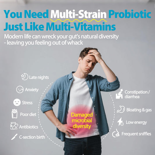 Life-Space probiotic capsules close-up highlighting high potency for gut health.