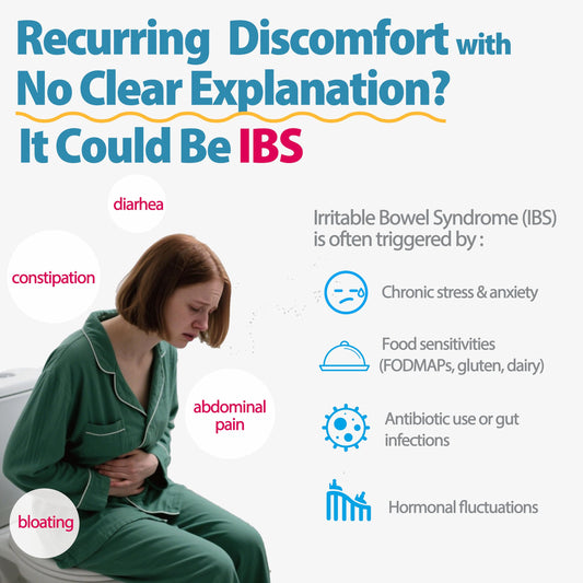 Life-Space IBS Support Probiotic bottle pour for easy daily intake.