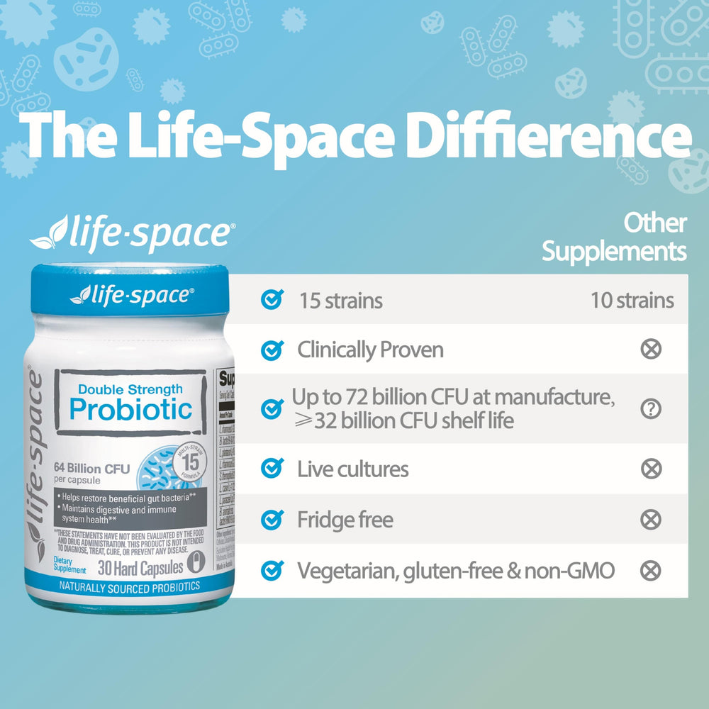 Life-Space vegetarian-friendly icon signaling dairy-free, gluten-free formulation.