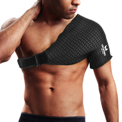 LIFE WORKS Shoulder Ice Gel Pack in front view offering secure, adjustable cooling for the shoulder.