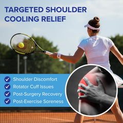 LIFE WORKS Shoulder Ice Gel Pack side view shows adjustable straps for a snug fit.