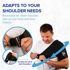 LIFE WORKS Shoulder Ice Gel Pack in-use image indicates portable cooling at home or on the go.