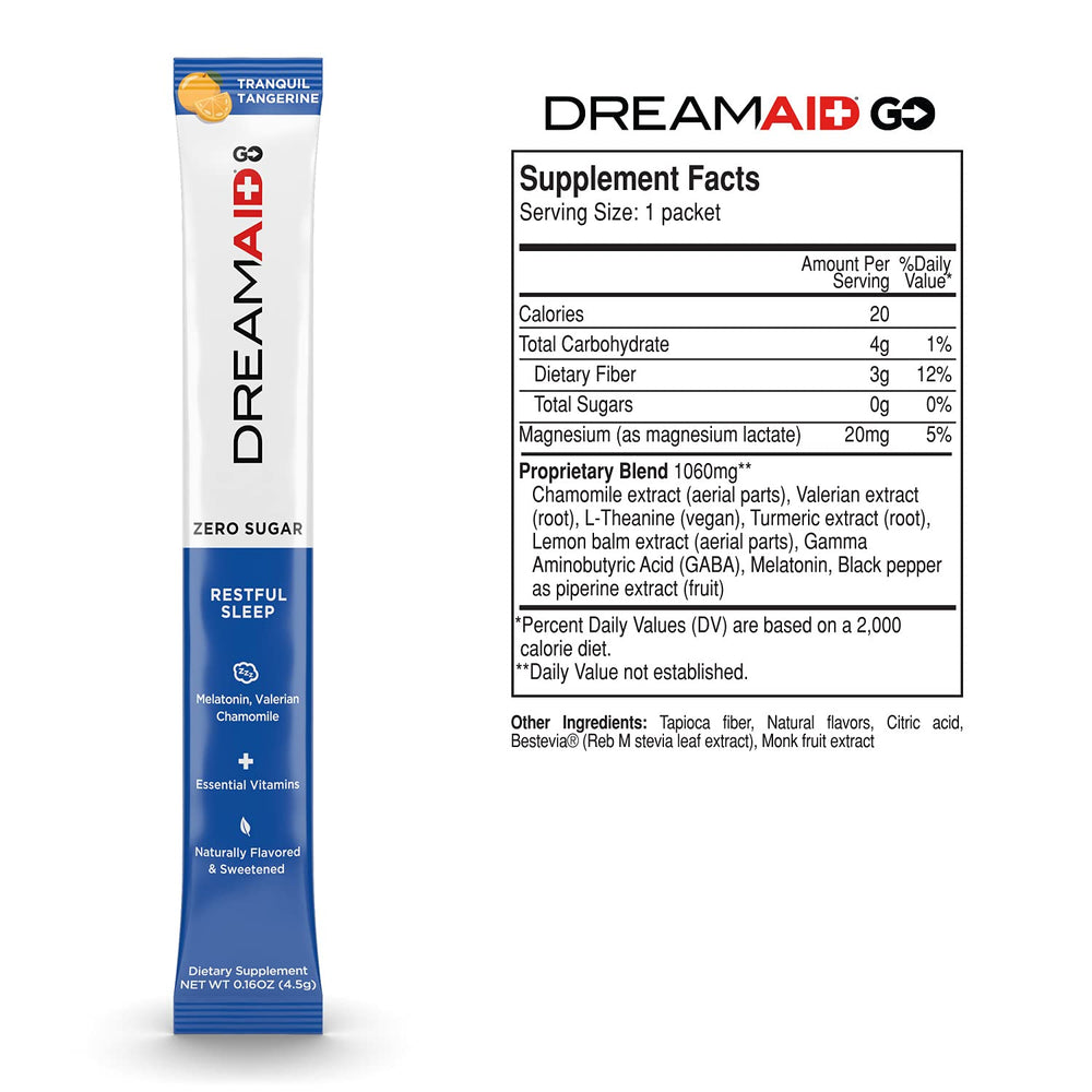 LifeAID DreamAid sleep packaging shows a 30-count box for easy nightly use.