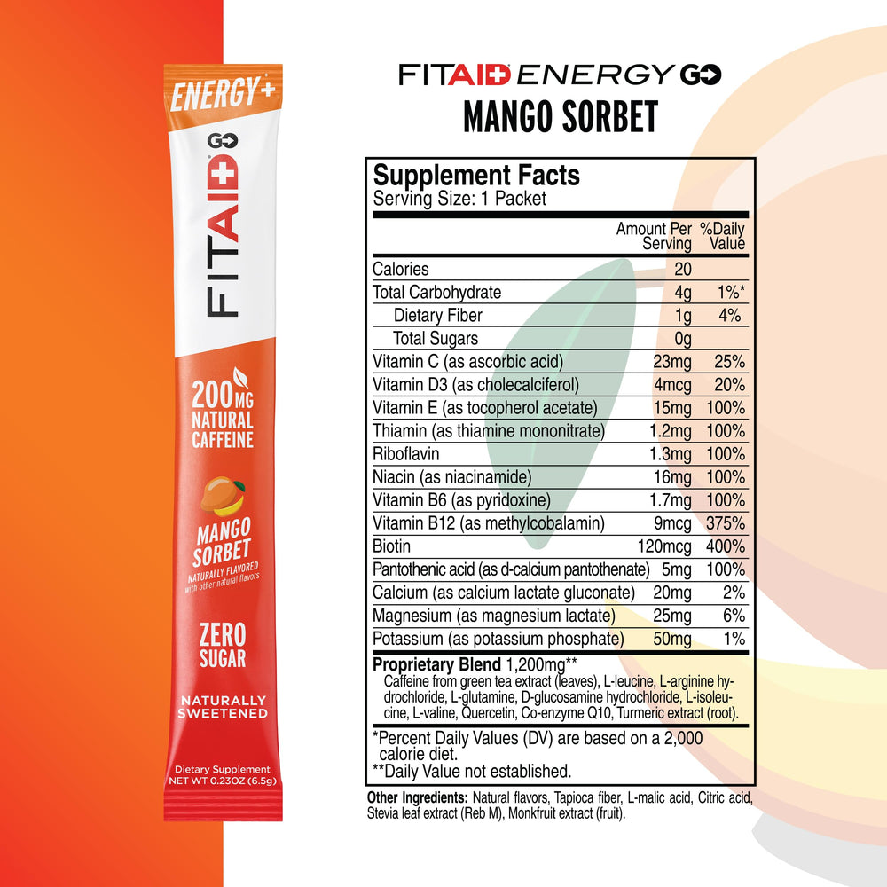 LIFEAID FITAID Energy GO with BCAAs and CoQ10 in each serving