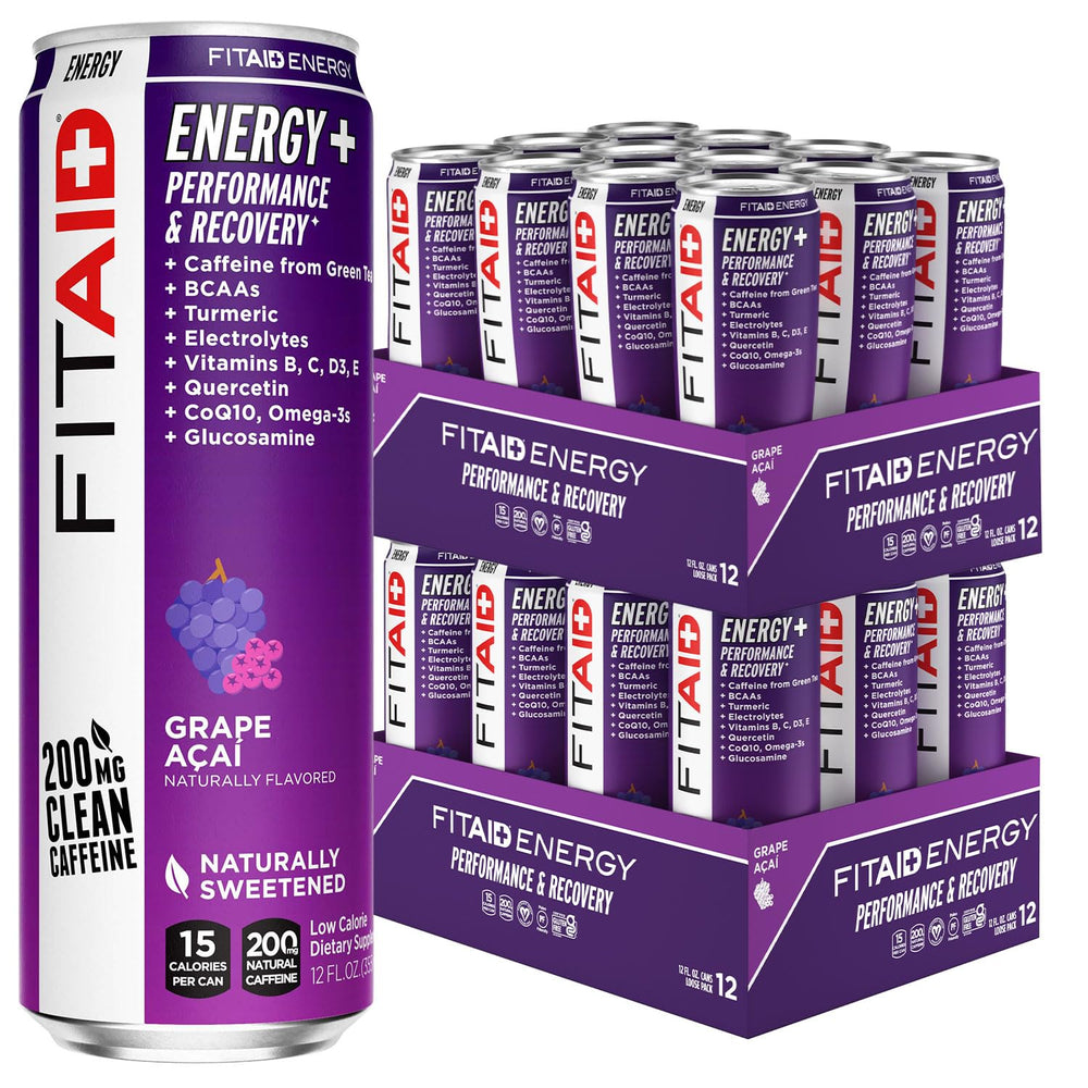 LIFEAID FITAID Energy Grape Açai bottle fuels workouts with clean energy.