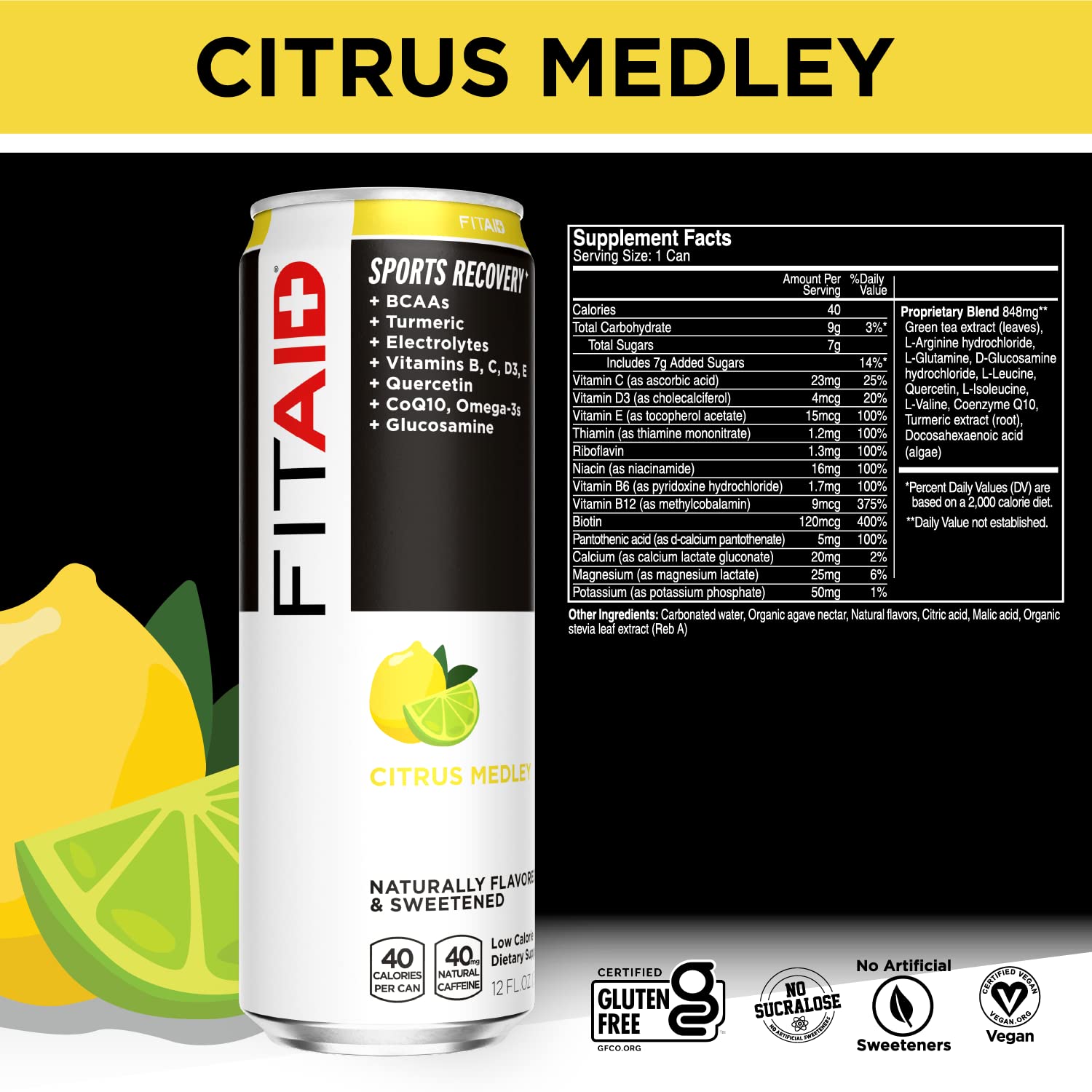 LIFEAID FITAID recovery blend can highlighting BCAAs and electrolytes