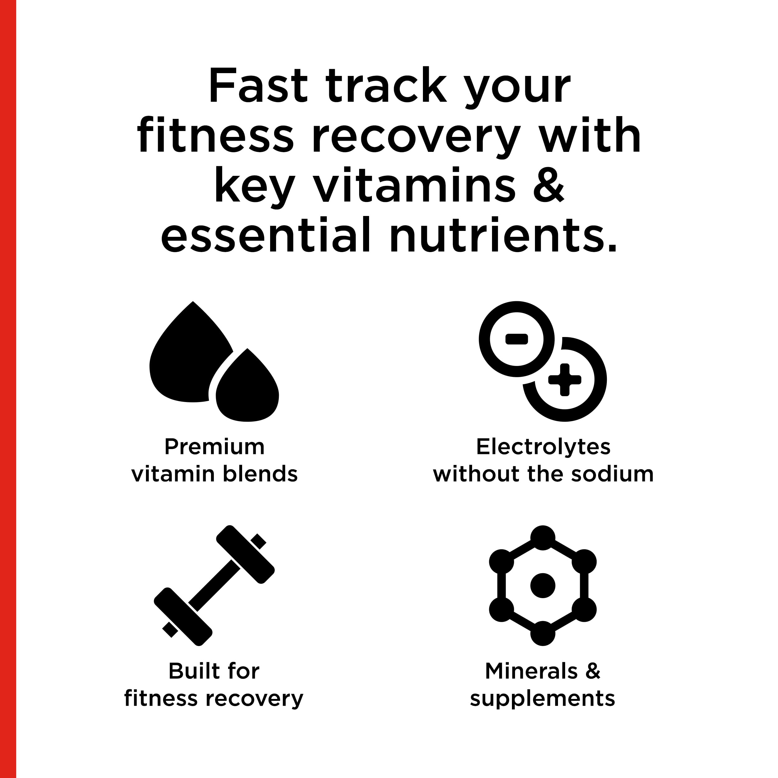 Glass of Lifeaid Fitaid Recovery Drink fruit punch, refreshing color.