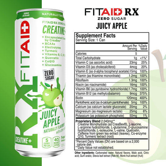 LIFEAID FITAID RX Zero Sugar glass pour showing refreshing, keto-friendly mix