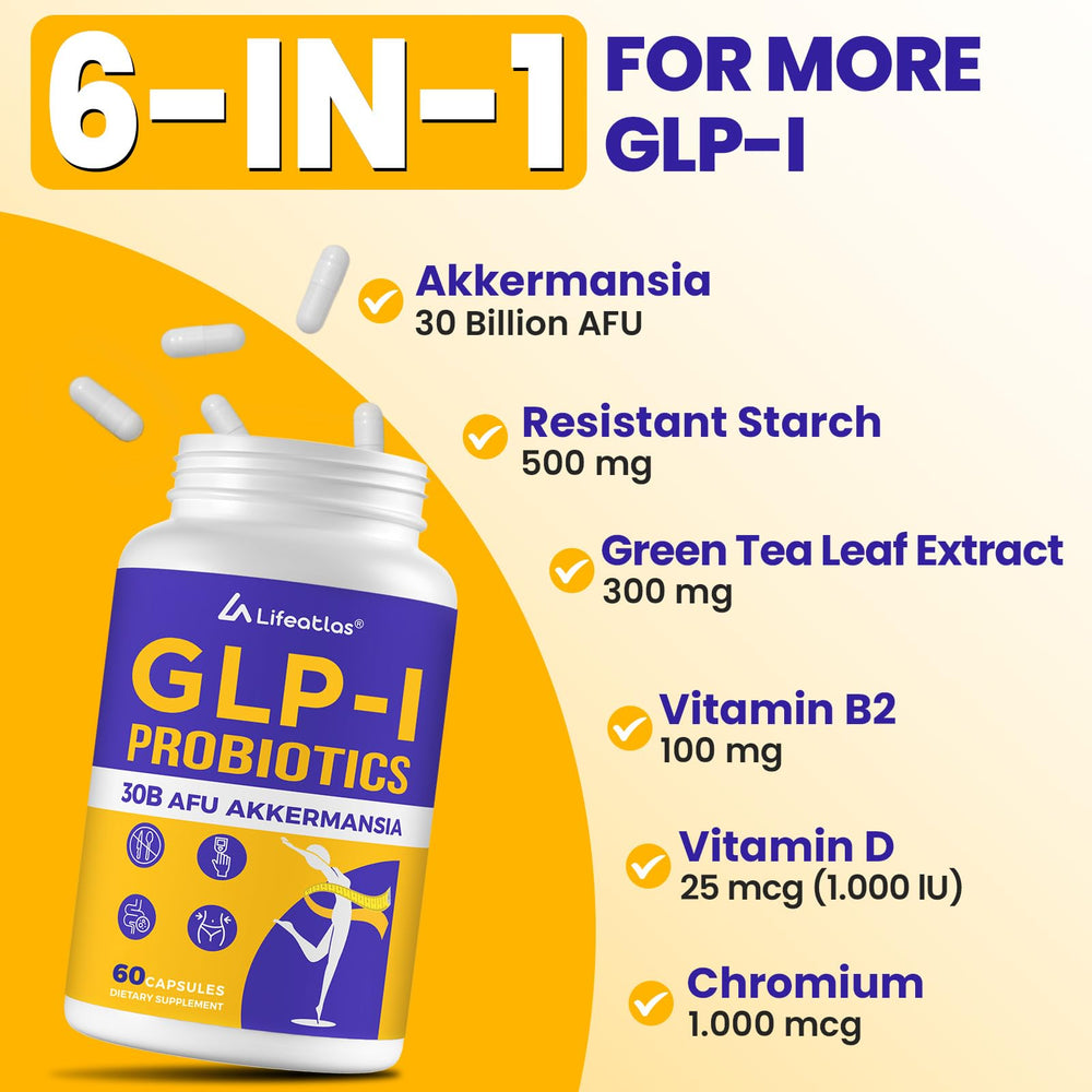 Lifeatlas GLP-I packaging emphasizes vegan, non-GMO, gluten-free attributes.