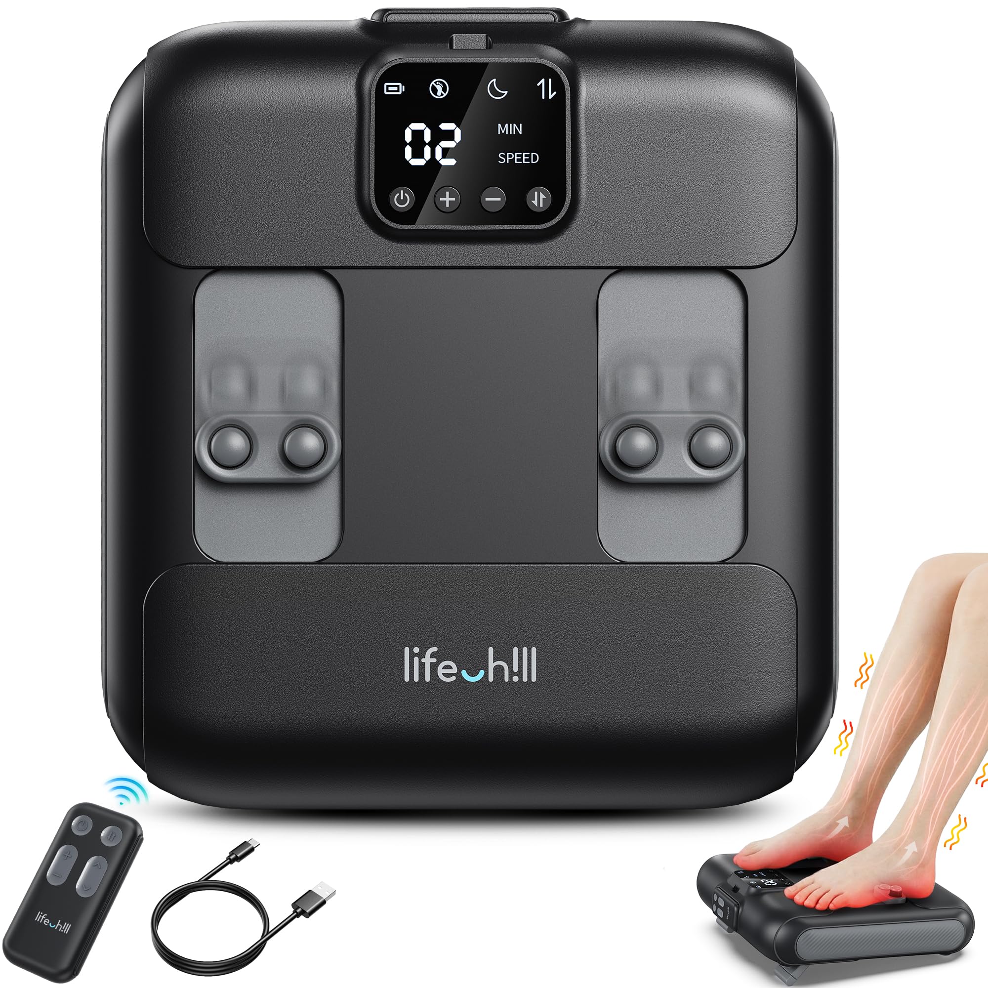 LifeChill cordless foot massager with remote control for easy operation