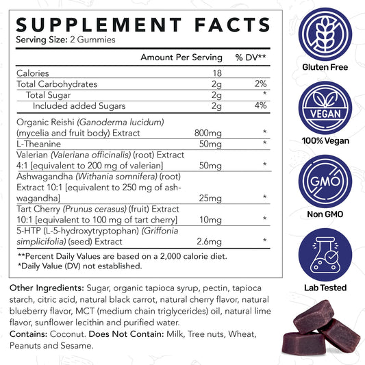 Close-up of Life Cykel PM Rest & Sleep gummies with cherry lime flavor.