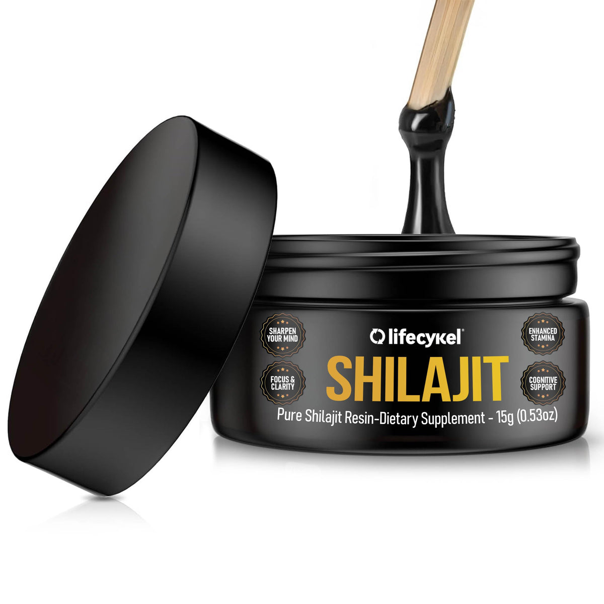 Life Cykel Pure Shilajit Resin bottle shows premium daily-use packaging for convenience.