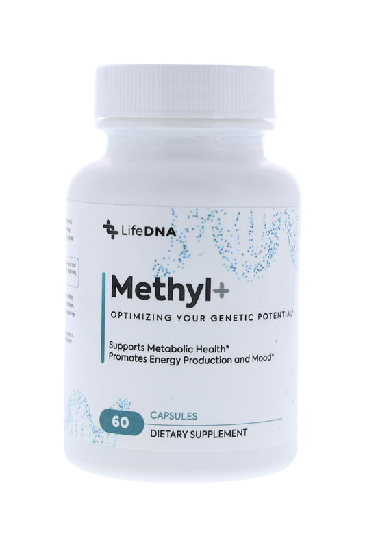 LIFEDNA Methyl + Methylfolate bottle front shows active folate for daily support