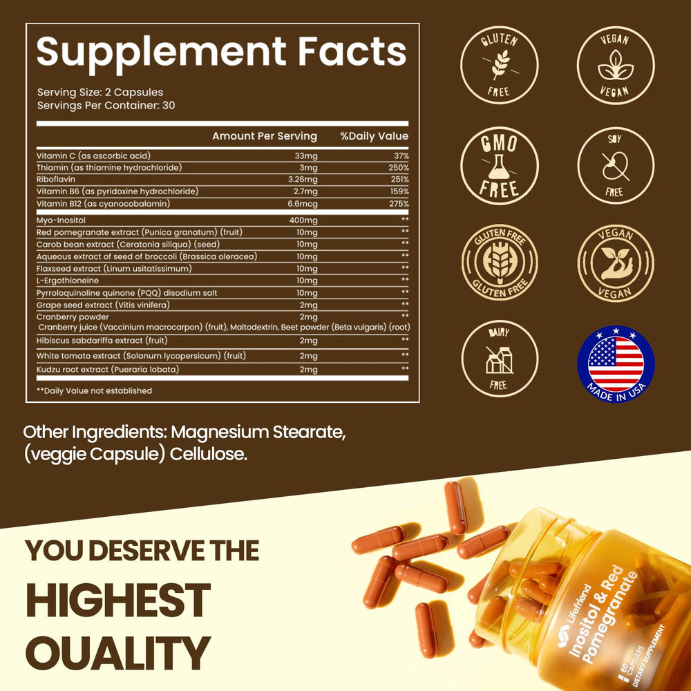LIFEFRIEND represents a 17-in-1 complex with pomegranate and PQQ ingredients.