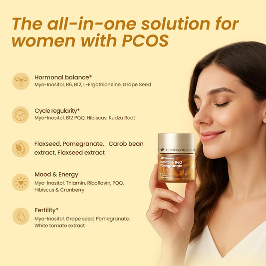 LIFEFRIEND Myo-Inositol capsules for ovarian support and cycle balance.