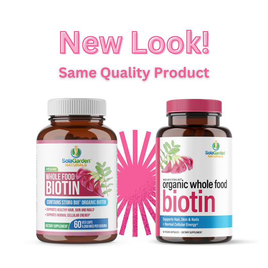 LifeGarden Naturals Biotin capsules close-up shows high-potency 5000 mcg per serving.