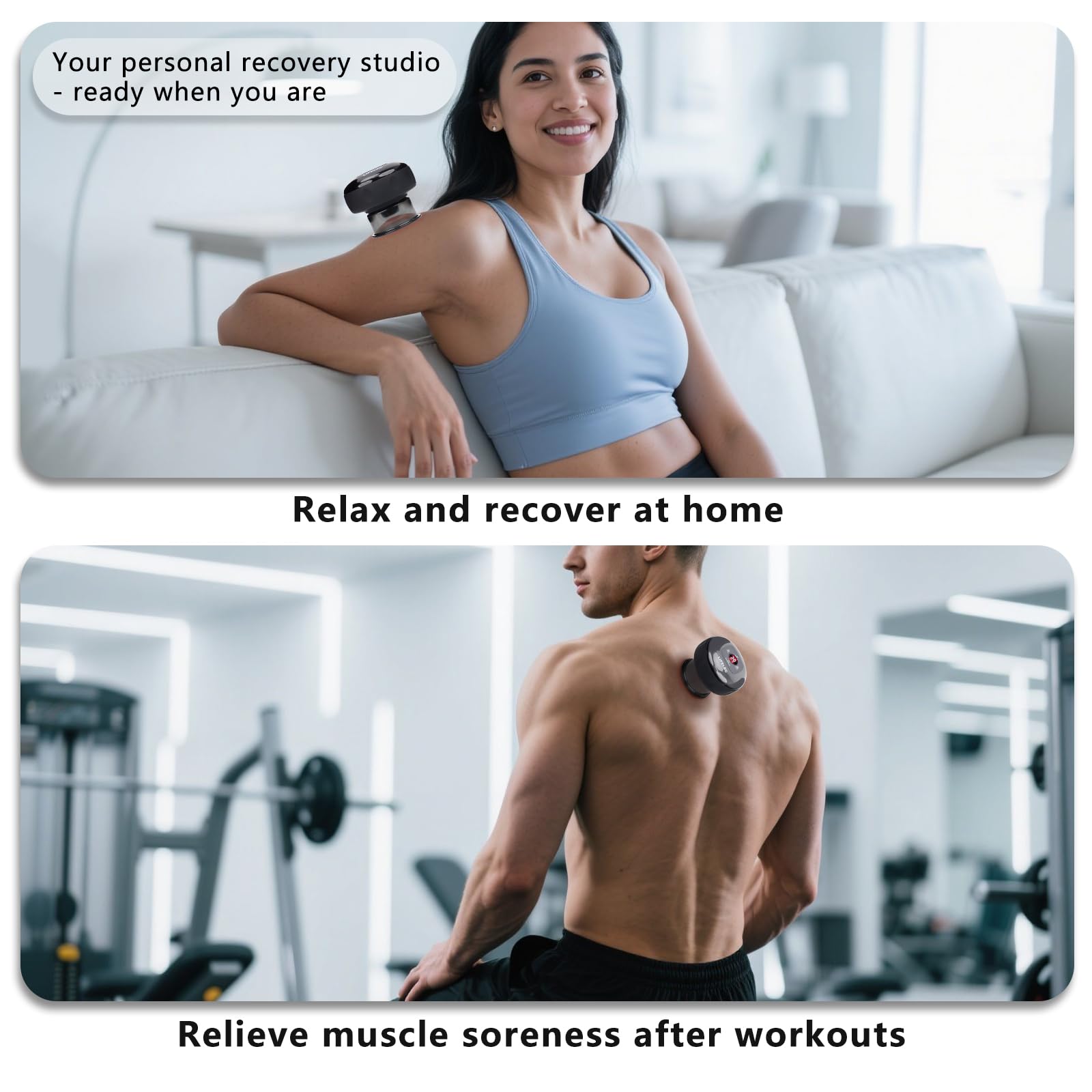 LIFELEC heat therapy setting helps relax tense muscles during cupping