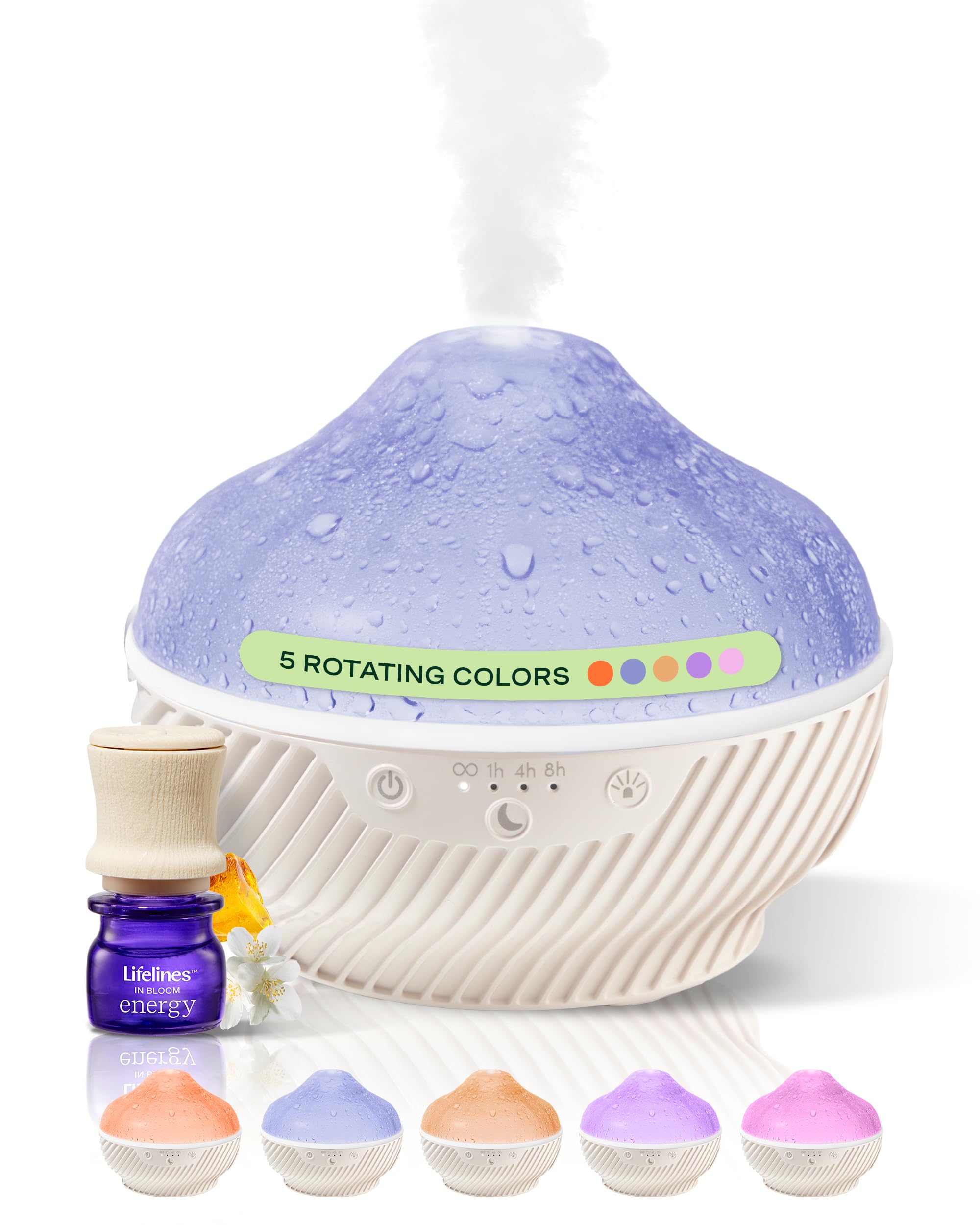 Lifelines Cloud Ultrasonic Diffuser 300ml emits soothing aroma with ambient glow.