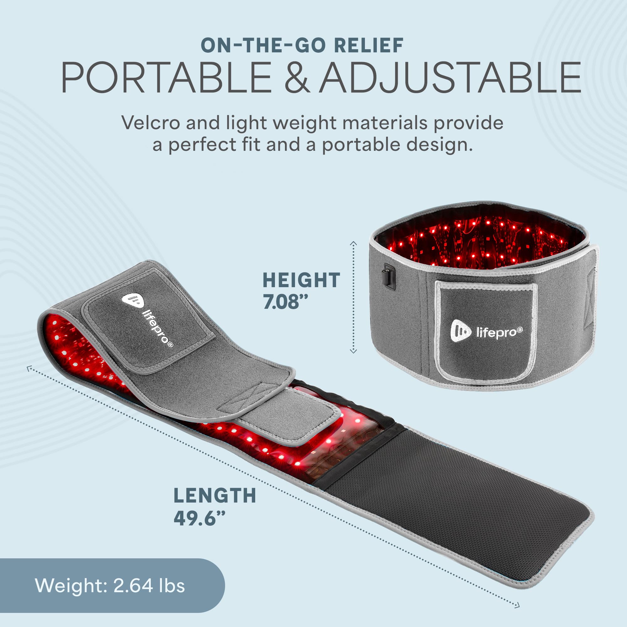 LifePro flexible therapy pad contours to body, targeting shoulders, back, or legs