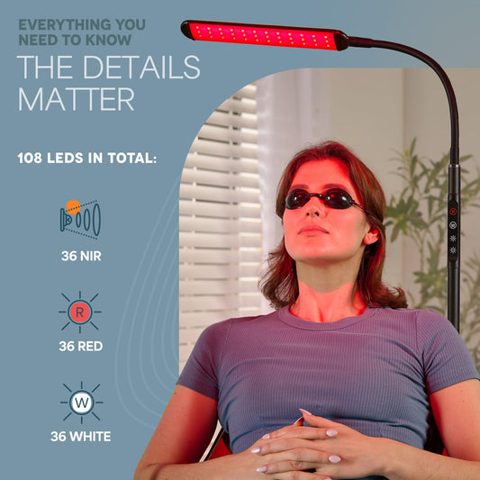 LifePro Lumaglow side view highlights 360° gooseneck for flexible positioning