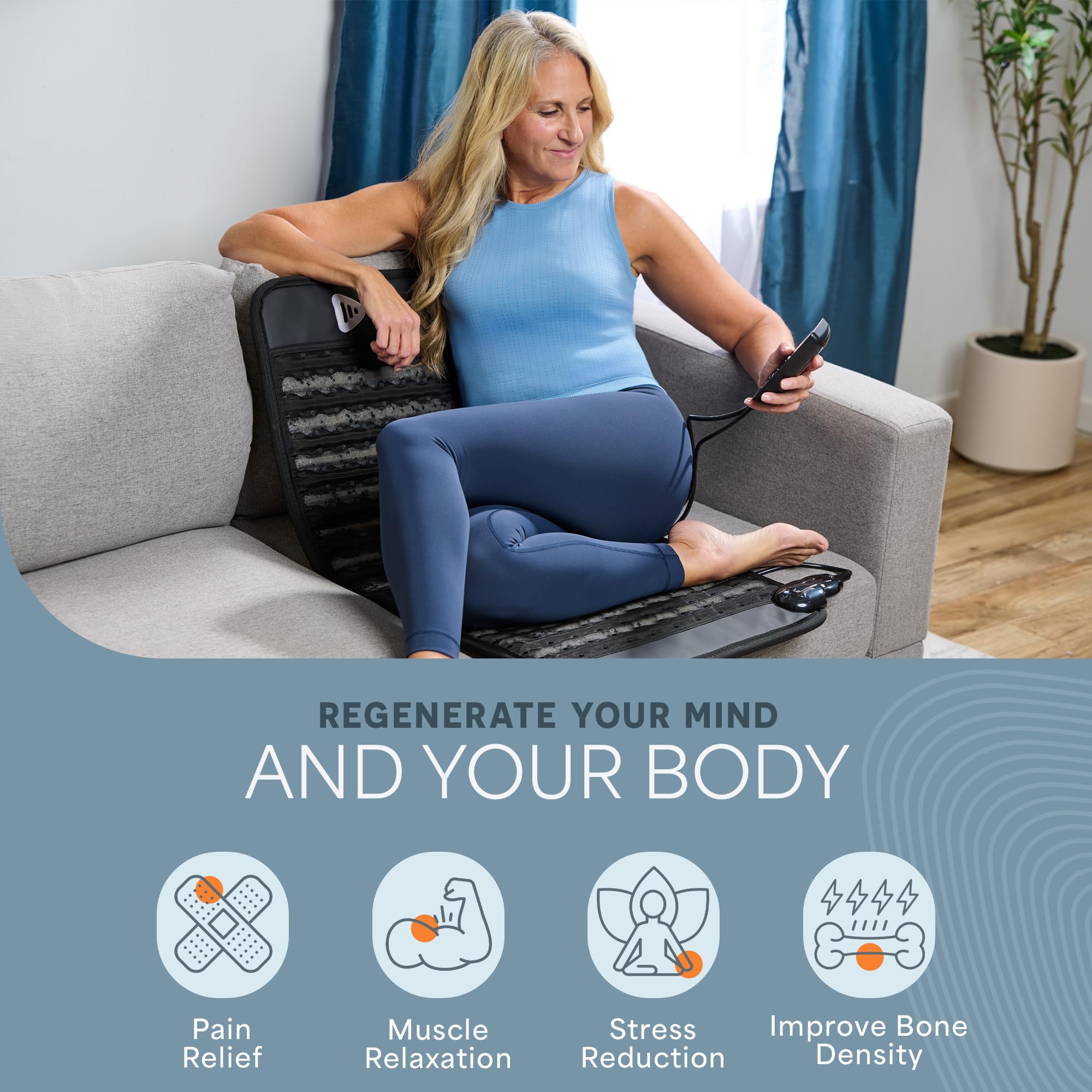 LifePro infrared heating mat on bed delivering soothing warmth after workouts