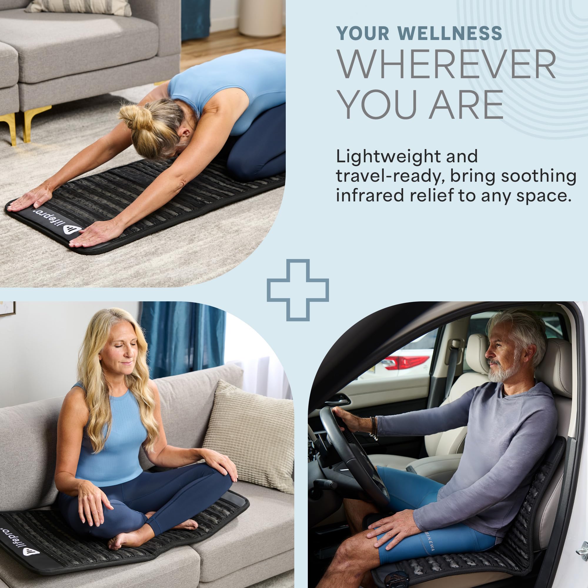 LifePro infrared mat on office chair for quick relaxation during work