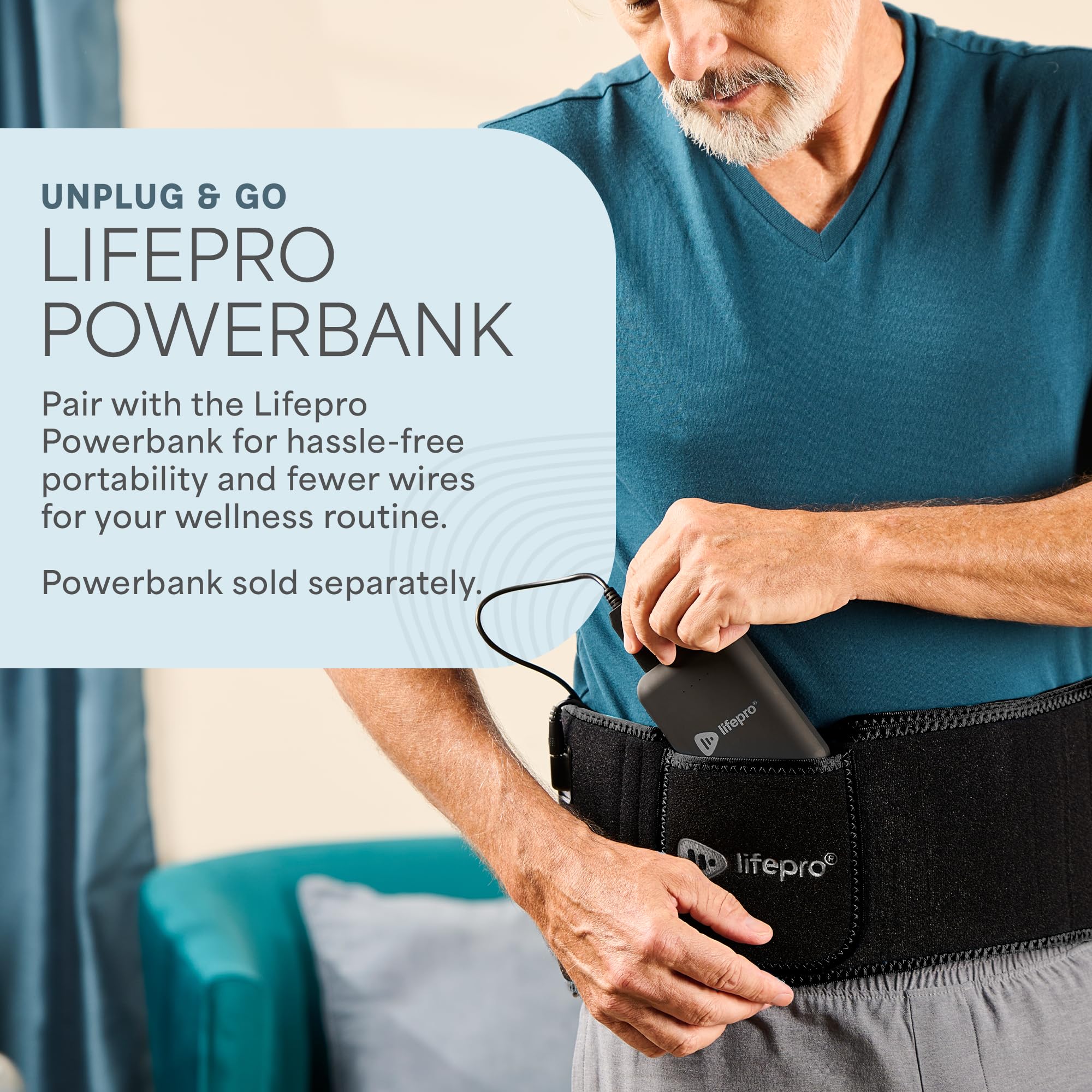 LifePro belt showing 660nm and 850nm LEDs for skin and tissue comfort.