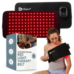 LifePro red light therapy belt on back for targeted comfort and recovery.