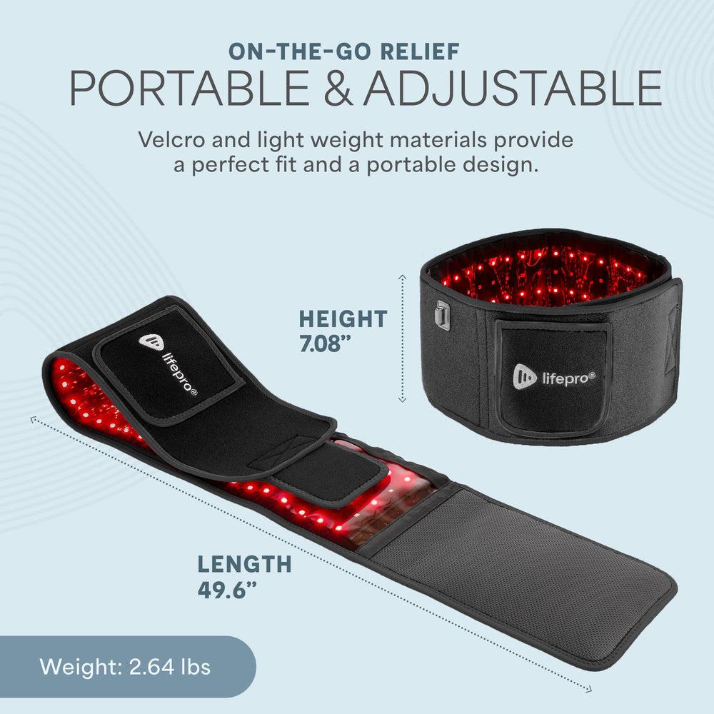 LifePro waist-fit with adjustable belt for comfortable, hands-free therapy at home.