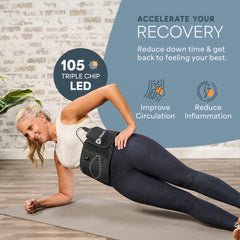 LifePro belt worn while seated highlights relaxed posture and potential comfort.