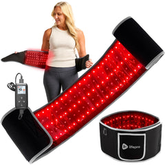 LifePro red light therapy belt wrapped around the waist for targeted relief and convenience.