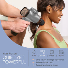 Long-lasting battery powers up to six hours of continuous massage.