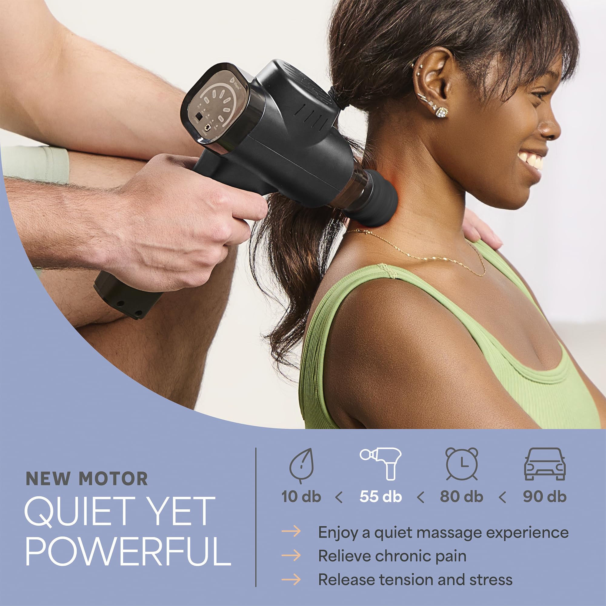 Athlete using LifePro Sonic massage gun for focused percussion therapy.