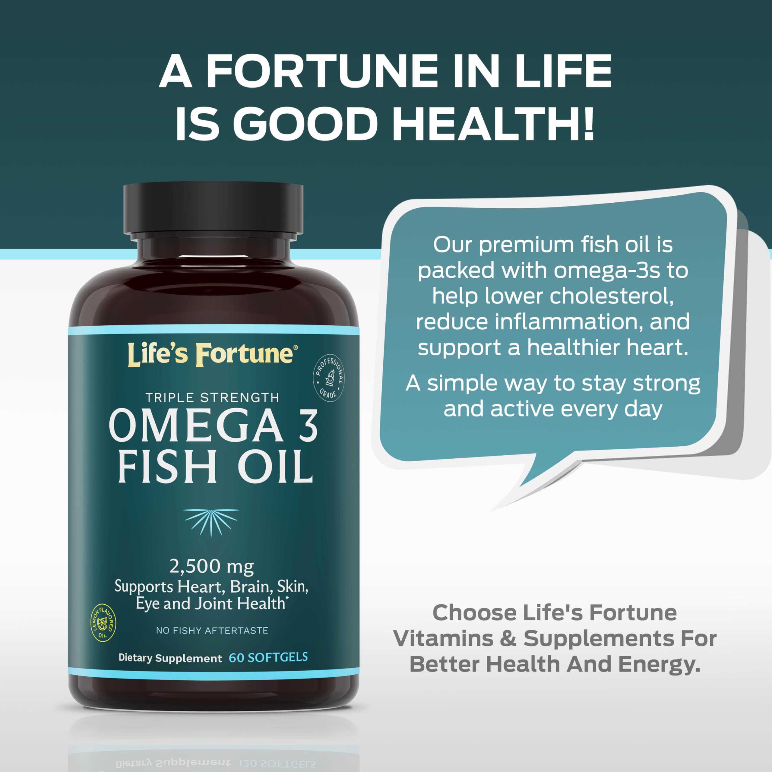 Life's Fortune 60-softgel bottle for a convenient 30-day supply