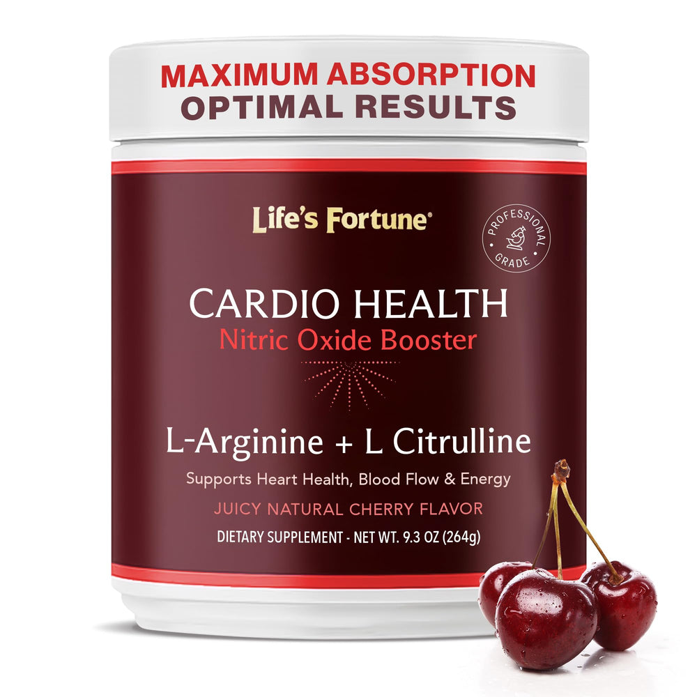 Life's Fortune arginine-citrulline powder tub shows high potency for workouts.