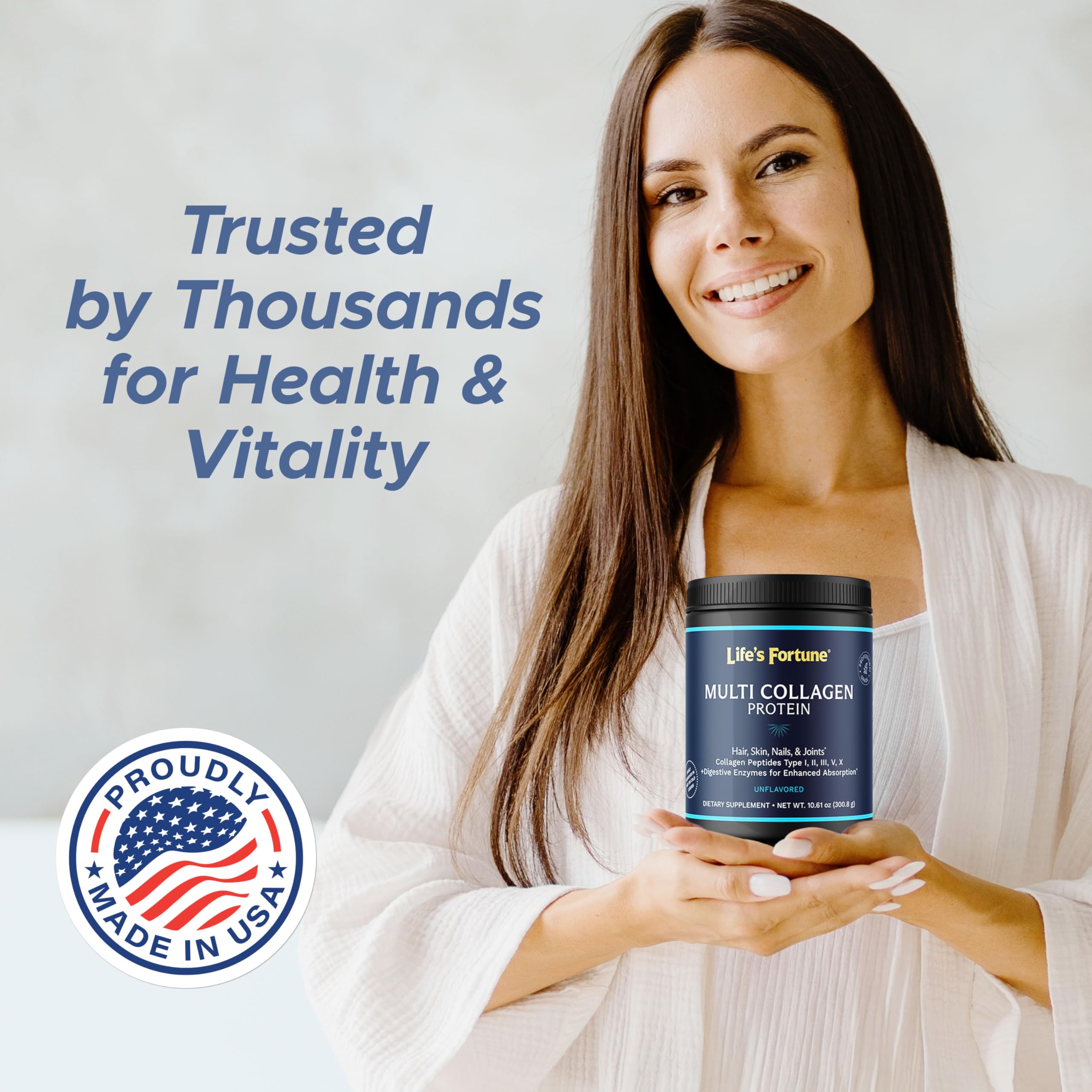 Life's Fortune grass-fed hydrolyzed collagen ingredients from diverse sources.