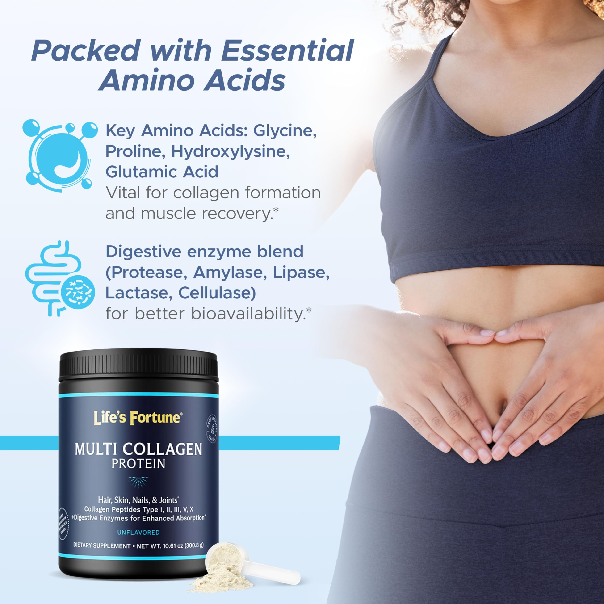 Life's Fortune collagen powder for hair and nails strength.