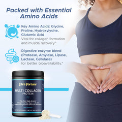 Closeup texture of Life's Fortune collagen powder