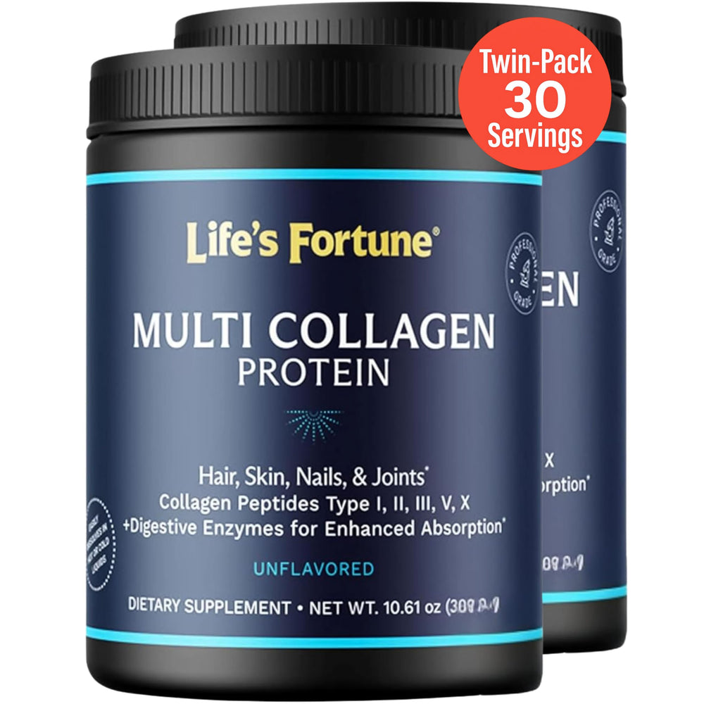 Life's Fortune Multi Collagen Powder unflavored bottle for skin, hair, joints
