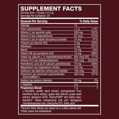 Life's Fortune nutrition label closeup shows clean, vegan, non-GMO ingredients.