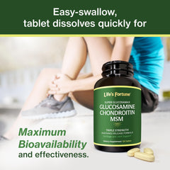 Life's Fortune Glucosamax bottle pour demonstrates easy daily dosing