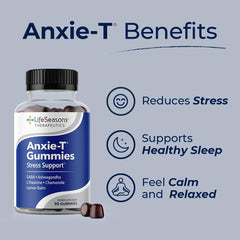 LifeSeasons Anxie-T gummy close-up highlighting mood and focus benefits