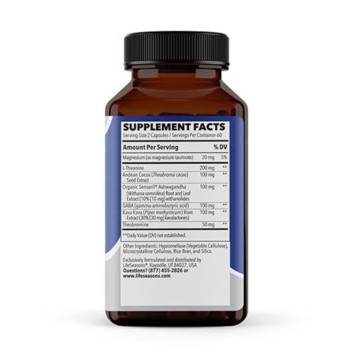 LifeSeasons Anxie-T label details with ingredient highlights.